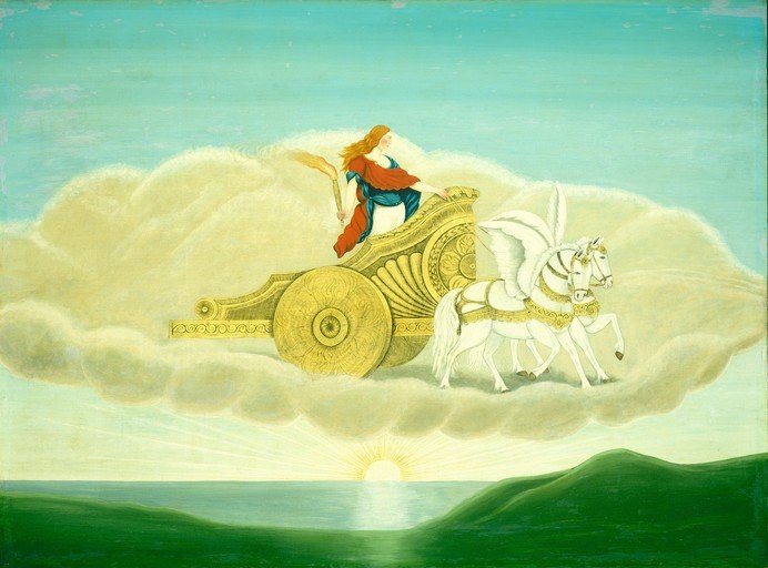 Goddess Aurora in Chariot Pulled by Winged Horses