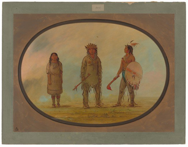 Native American Figures in Traditional Attire