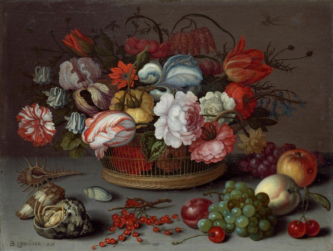 Baroque Still Life with Flowers, Fruit, and Shells