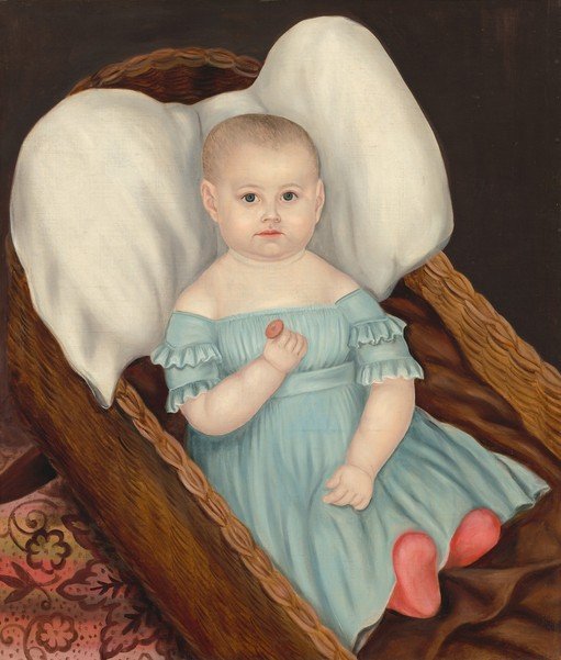 Portrait of a Baby in a Basket