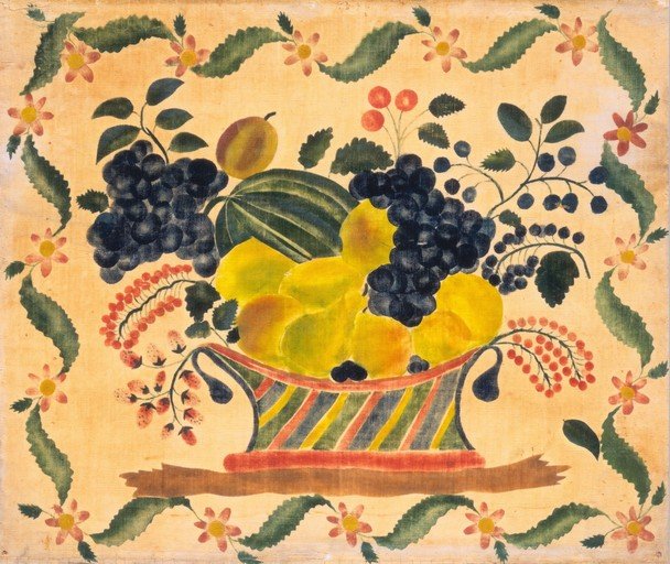 Folk Art Still Life of Fruit in a Basket