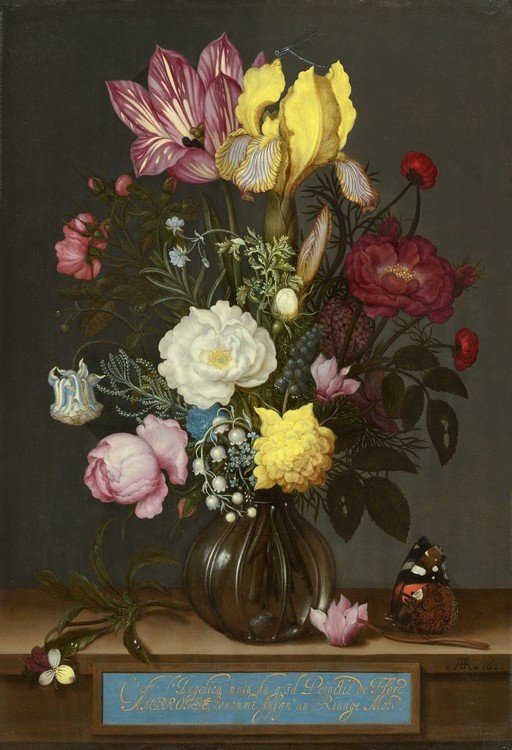 Baroque Still Life with Flowers, Insects, and Butterfly