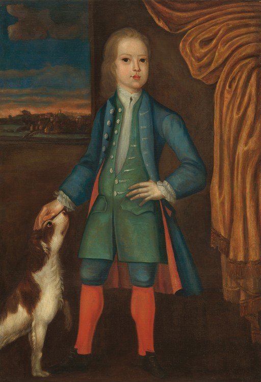 Portrait of a Young Boy with a Dog