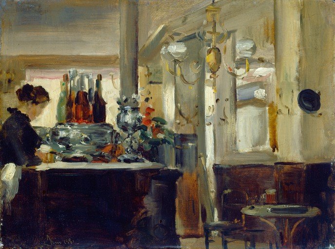 Interior Scene with Woman and Bottles