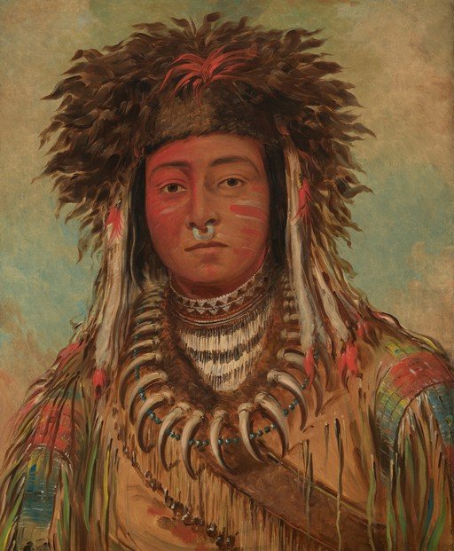 Portrait of a Native American Man in Traditional Attire