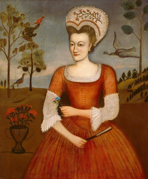 Portrait of a Woman with Birds and Flowers