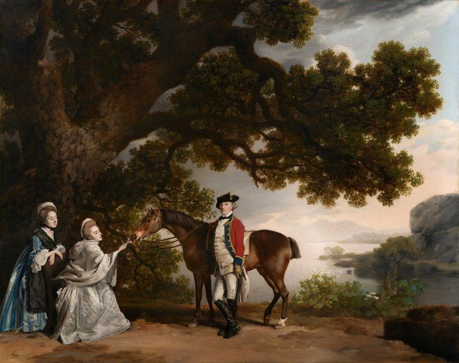 18th Century Portrait of a Man with Two Women and a Horse