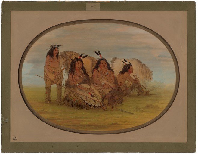 Native American Men and Horses in a Landscape