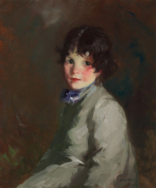 Portrait of a Young Child in a Grey Coat