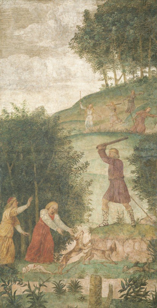 Renaissance Fresco Depicting a Hunting Scene