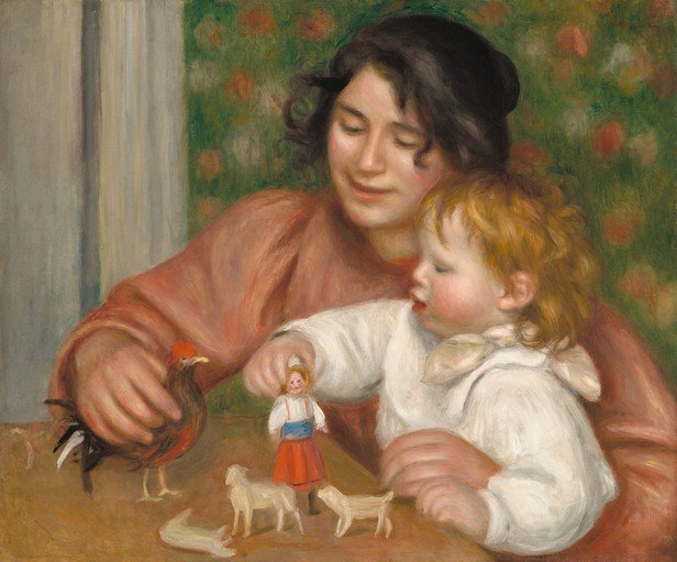 Mother and Child Playing with Toys