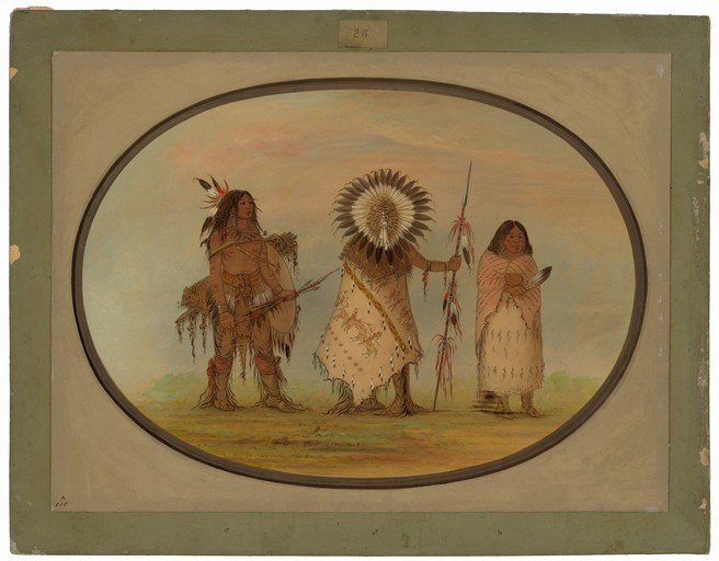 Native American Figures in Traditional Attire