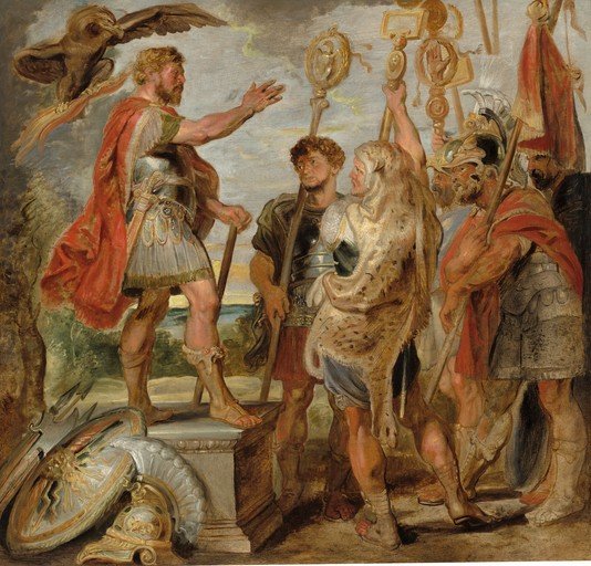 Roman General Addresses His Troops with Eagle Standard