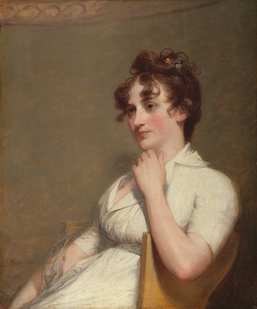 Portrait of a Young Woman in a White Dress