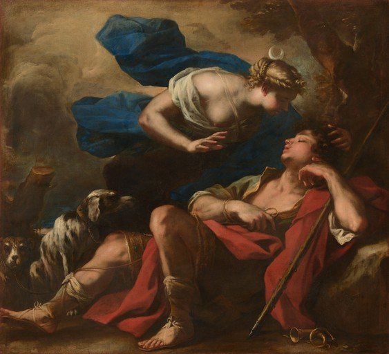 Mythological Scene with Sleeping Shepherd and Goddess
