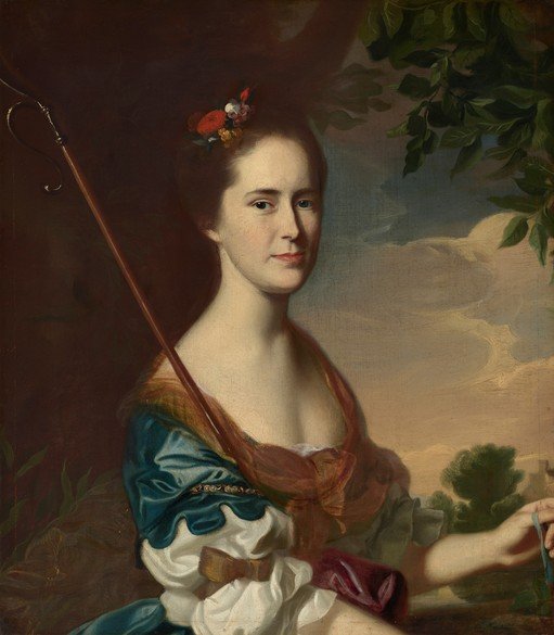 Portrait of a Woman with Shepherd's Crook and Flowers