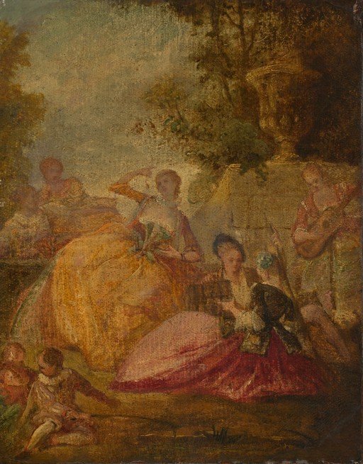 Rococo Garden Party Scene with Figures