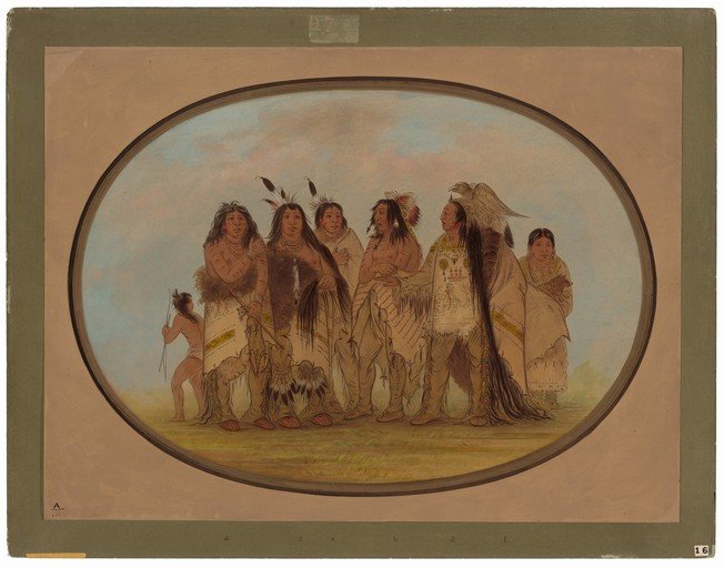Native American Group Portrait in Oval Frame