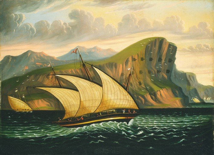 Sailing Ships Near Coastal Cliffs