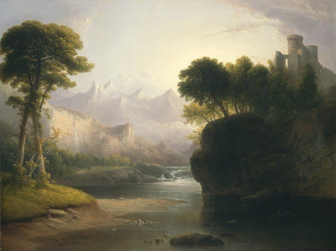 Romantic Landscape with Castle Ruins and River