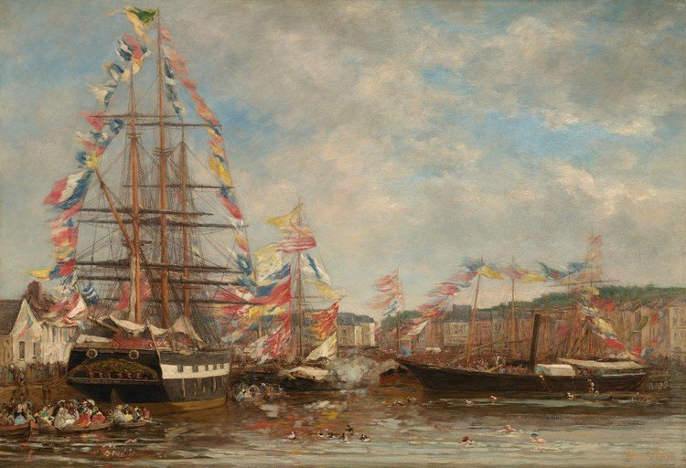 Nautical Celebration with Ships and Flags