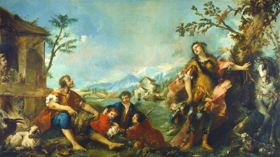 Pastoral Scene with Figures and a Horse