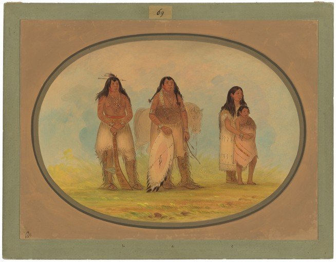 Native American Family and Warrior with Horse