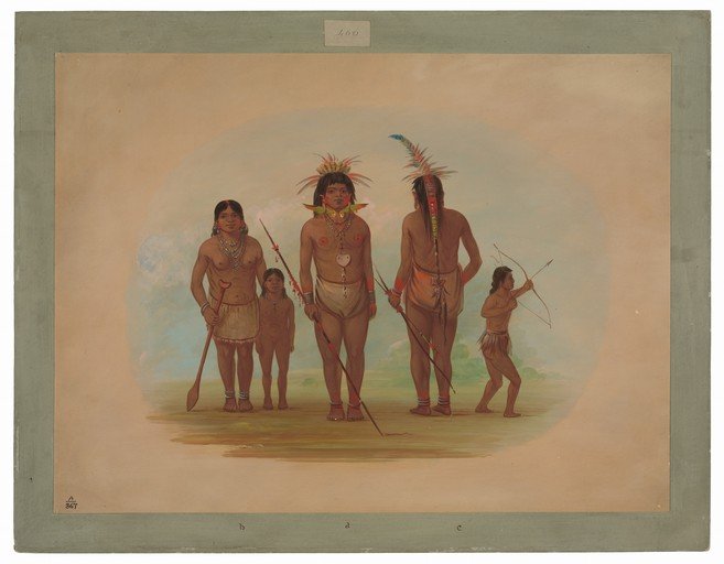 Indigenous People in Traditional Attire with Weapons