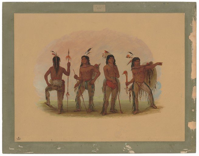 Four Native American Men in Traditional Attire