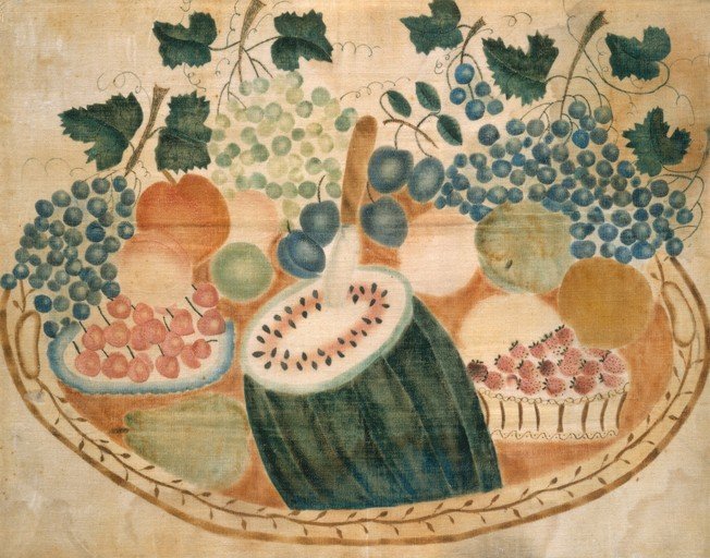 Folk Art Still Life of a Fruit Basket