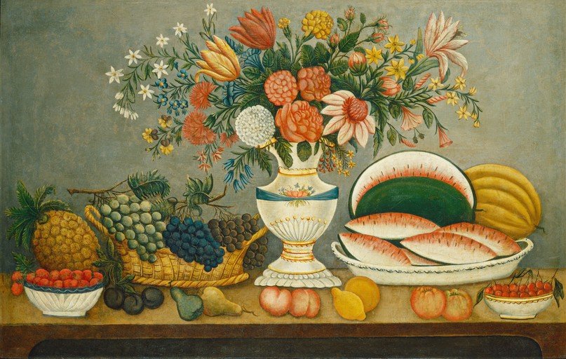 Abundant Still Life with Fruits and Flowers