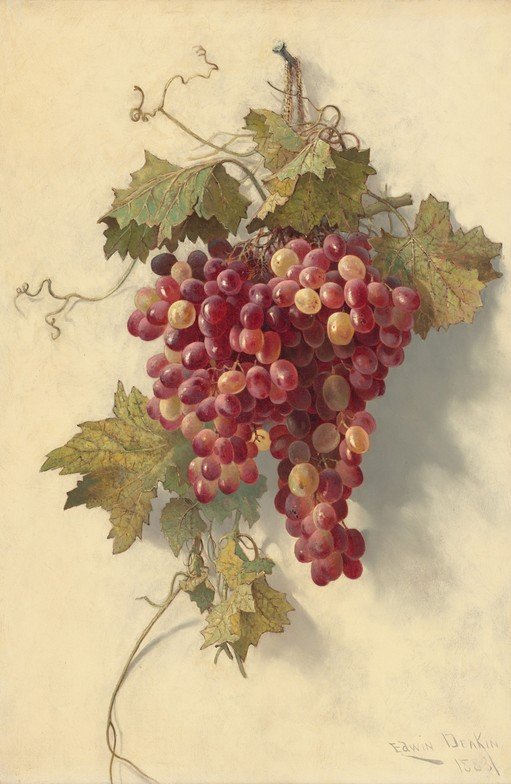 Still Life of Grapes and Leaves by Edwin Deakin