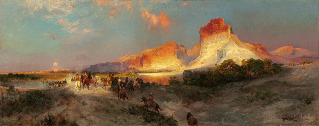 Native American Encampment at Sunset