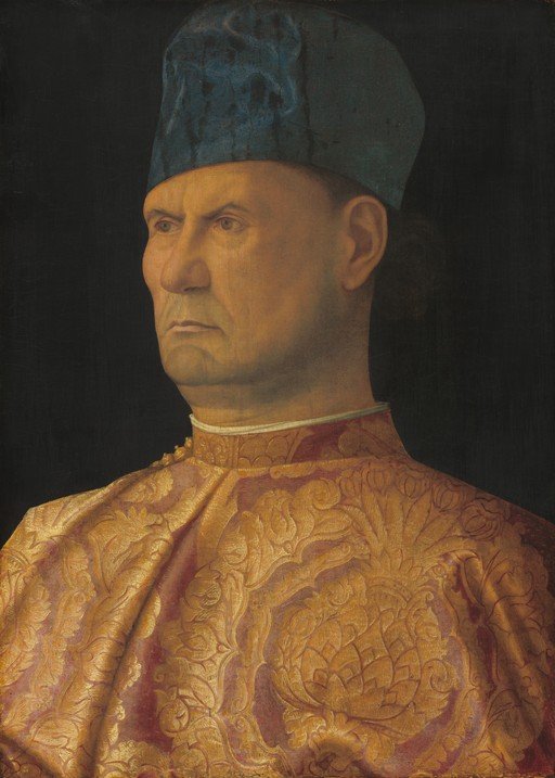 Portrait of a Man in a Blue Hat and Brocade Robe
