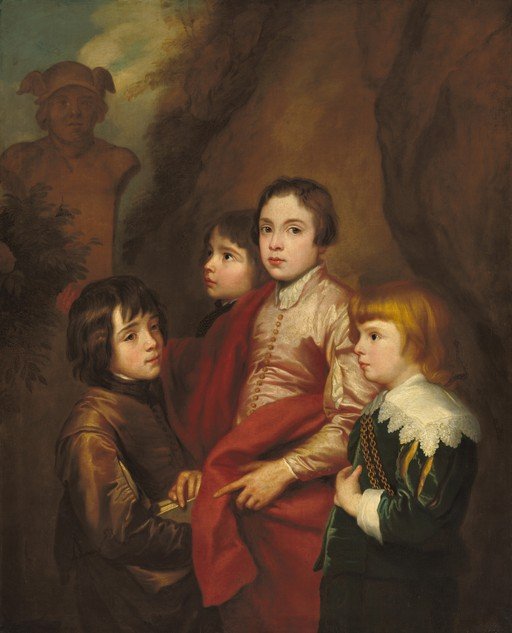 Portrait of Four Boys with a Bust of Mercury