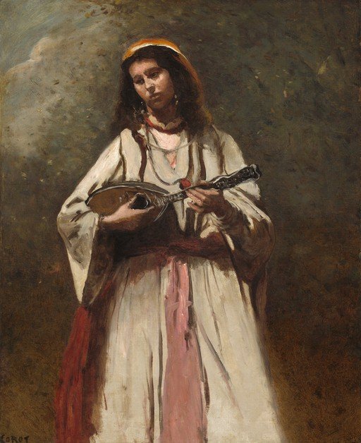 Young Woman Playing a Mandolin