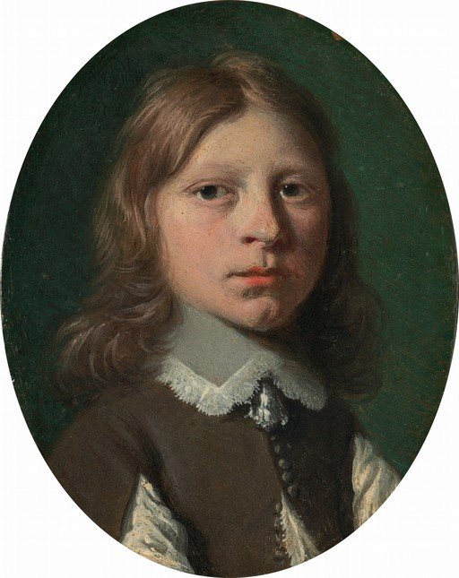 Portrait of a Young Boy with Long Hair and Lace Collar