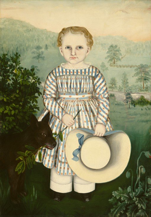 Child and Dog Portrait in a Landscape