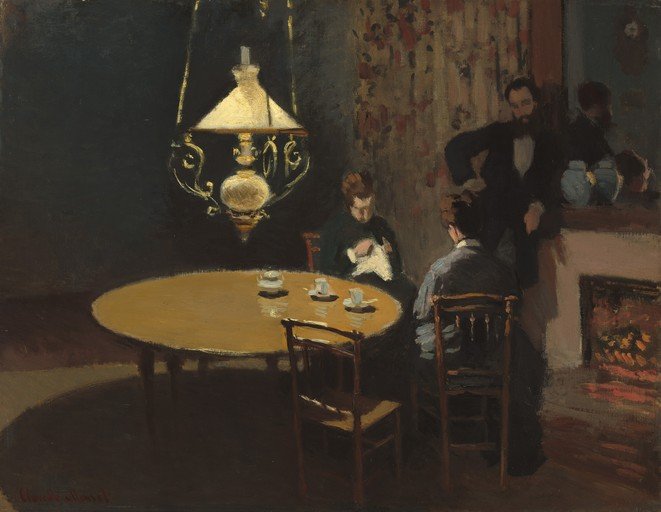 Interior Scene with Figures and Fireplace