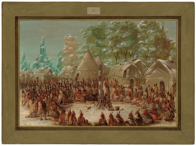 Native American Village Gathering in Winter