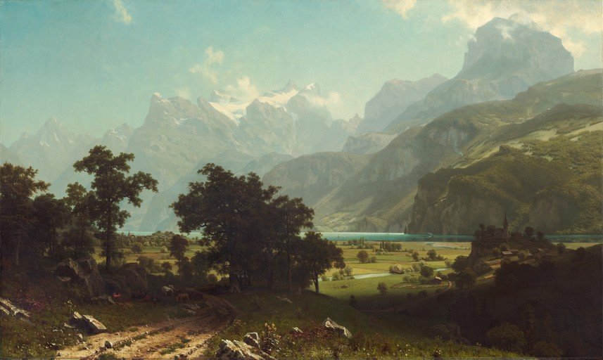 Alpine Landscape with Lake and Mountains