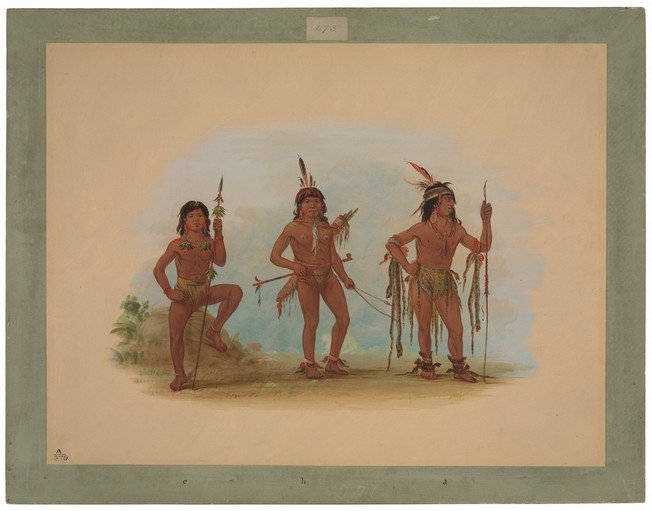 Three Native American Men in Traditional Attire