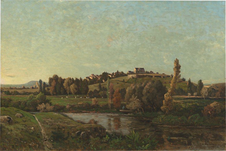 Pastoral Landscape with River and Village