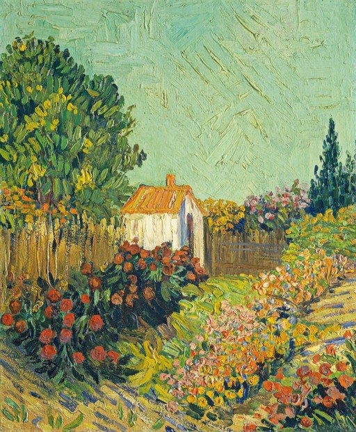 Vincent van Gogh's Garden with Flowers and Shed