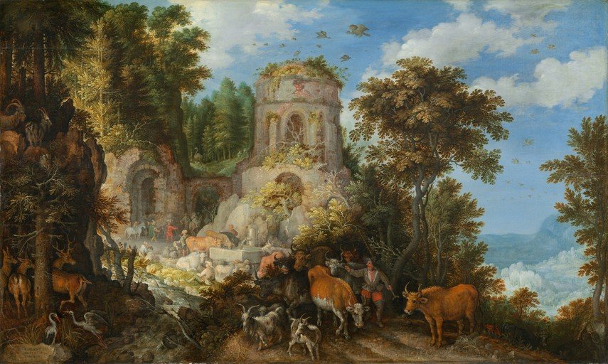 Pastoral Landscape with Ruins and Cattle