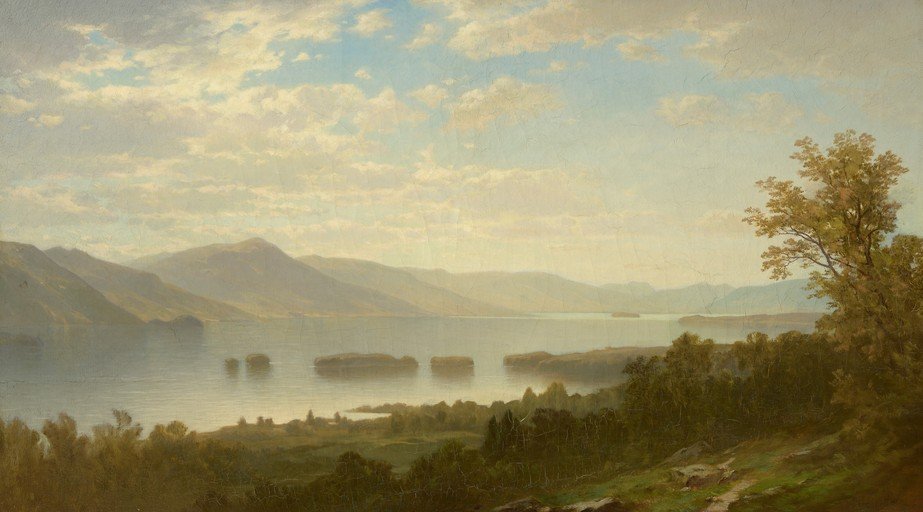 Serene Lake and Mountain Landscape Painting