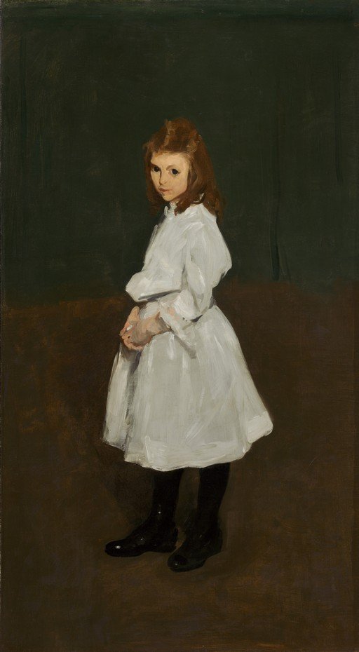 Portrait of a Young Girl in a White Dress