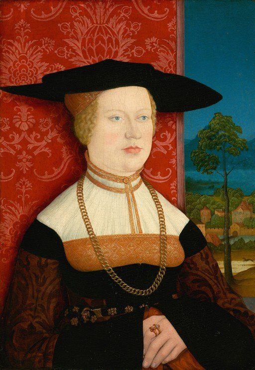 Portrait of a Woman with a Black Hat and Gold Necklace