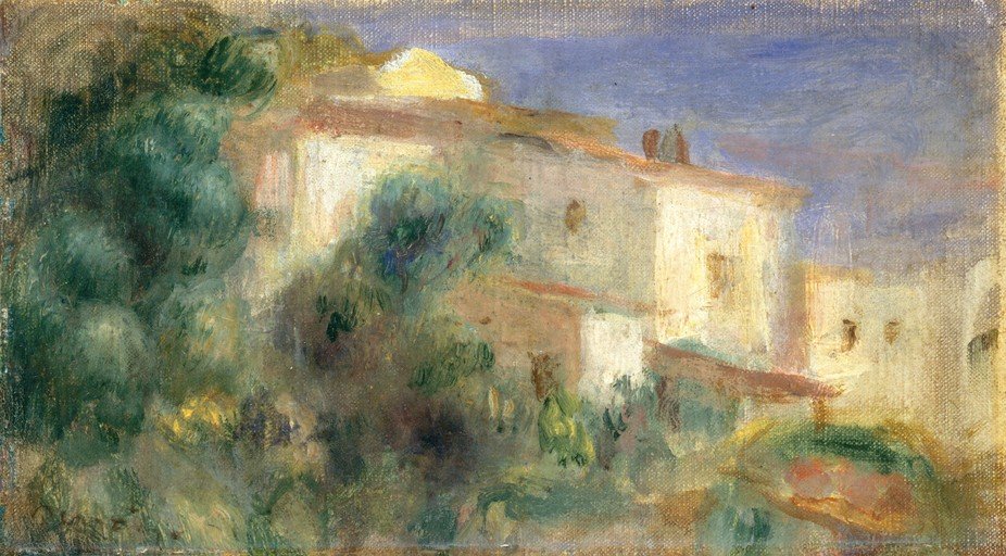 Impressionist Landscape with Buildings and Trees