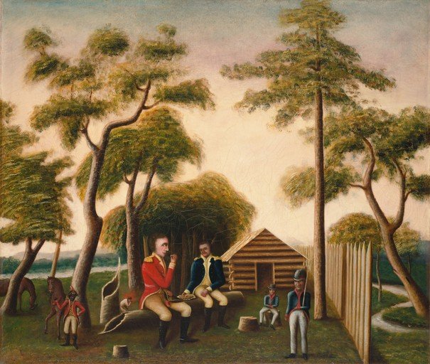 Colonial Soldiers Relaxing at a Fort